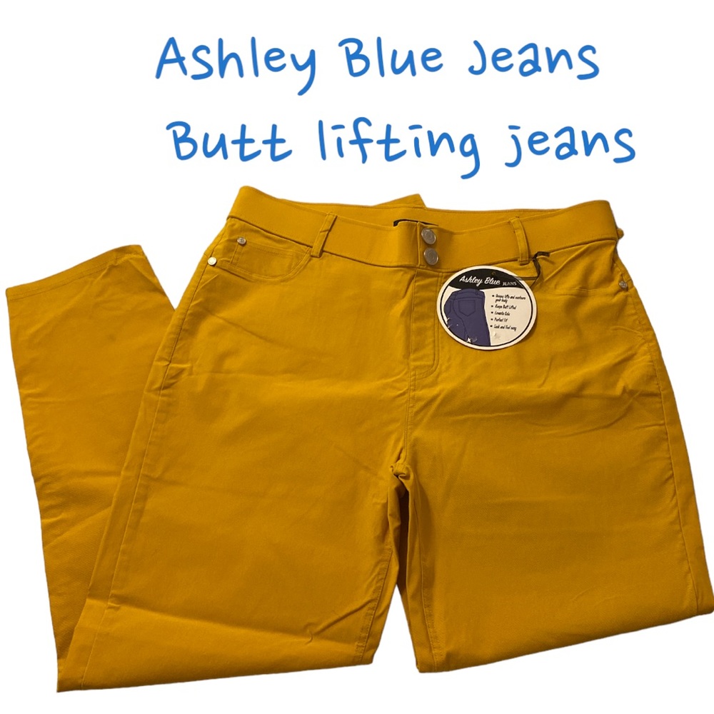Ashley Blue Jeans in Autumn Yellow, NWT, size: 2XL, $50